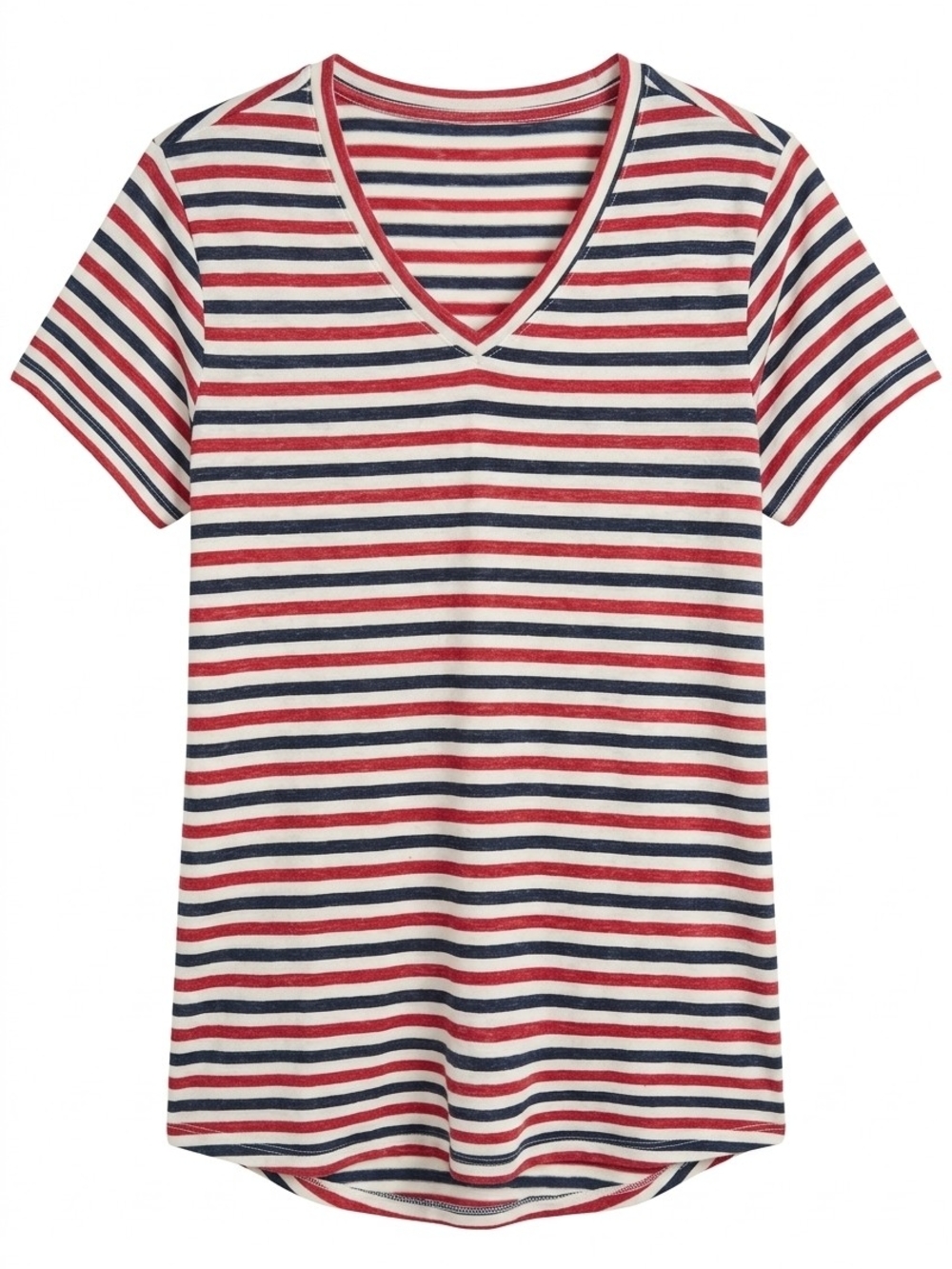 PLUS​ - Lucky Brand Women's Striped Short Sleeve V-Neck T-Shirt